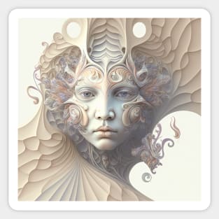 Fractal Pattern Featuring A Portrait of A Woman Sticker